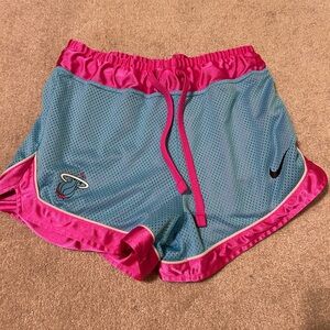 Nike Miami Heat Blue and Pink Athletic Shorts
